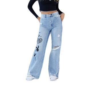 NWOT PLAYBOY X PACSUN Eco Super Distressed High Waisted Baggy Jeans